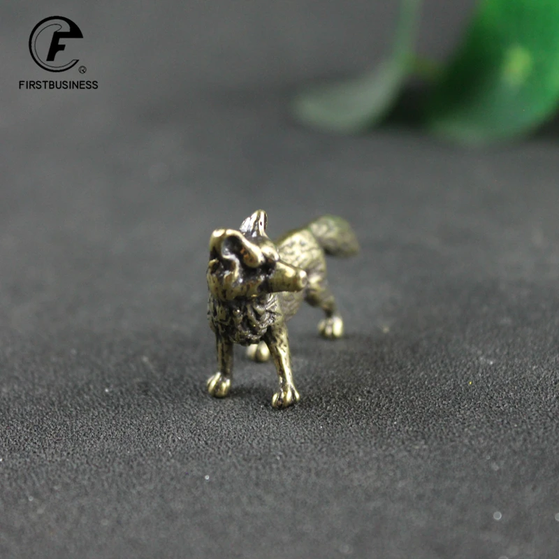 Solid Brass Fox Figurines Miniatures Desk Ornaments Tea Pet Crafts Retro Small Animal Statue Children Toy Gifts Home Decorations