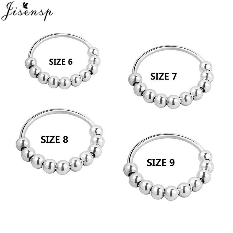 Freely Rotate Beads Anxiety Ring Fidget Women Men Simple Stress Relief Spinner Rings Spiral Bead Antistress Ajustables Jewelry