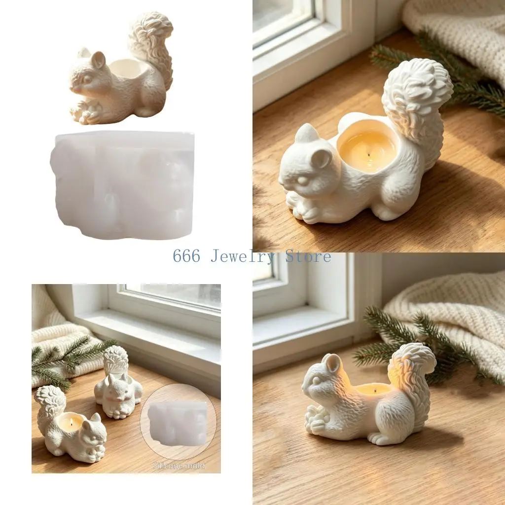 F2TD User Friendly Silicone Squirrel Holder Mold 3D Stand Crafting Mold for DIY Soap Chocolate Craft Nonstick Easy Release Gift