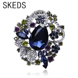 SKEDS Luxury Women Bohemian Style Fashion Elegant Crystal Brooches Pins Vintage Classic Banquet Party Jewelry Shiny Brooch Pin