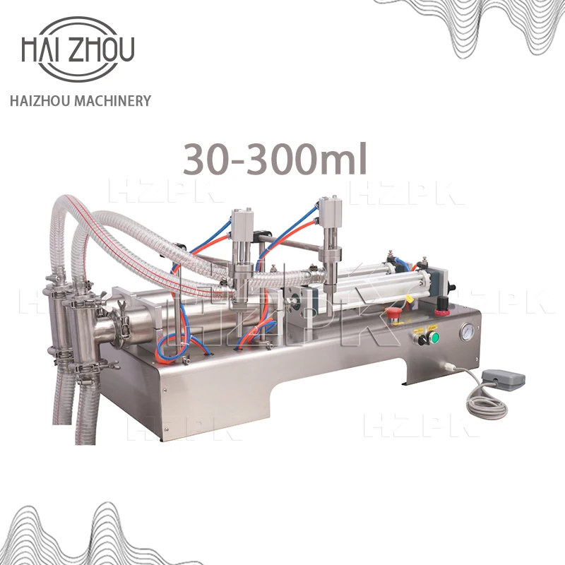 HAIZHOU Semi-automatic Double Head Liquid Filling Machine 304 Stainless Steel Capacity 30-300ml for Shampoo Beverage G2WYD300