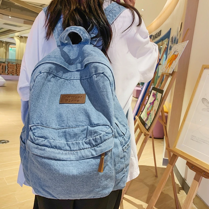 

Fashionable Demin Backpack for Women Canvas Boy Girl School Bag Male Female College Backpack Men Women Travel Bags