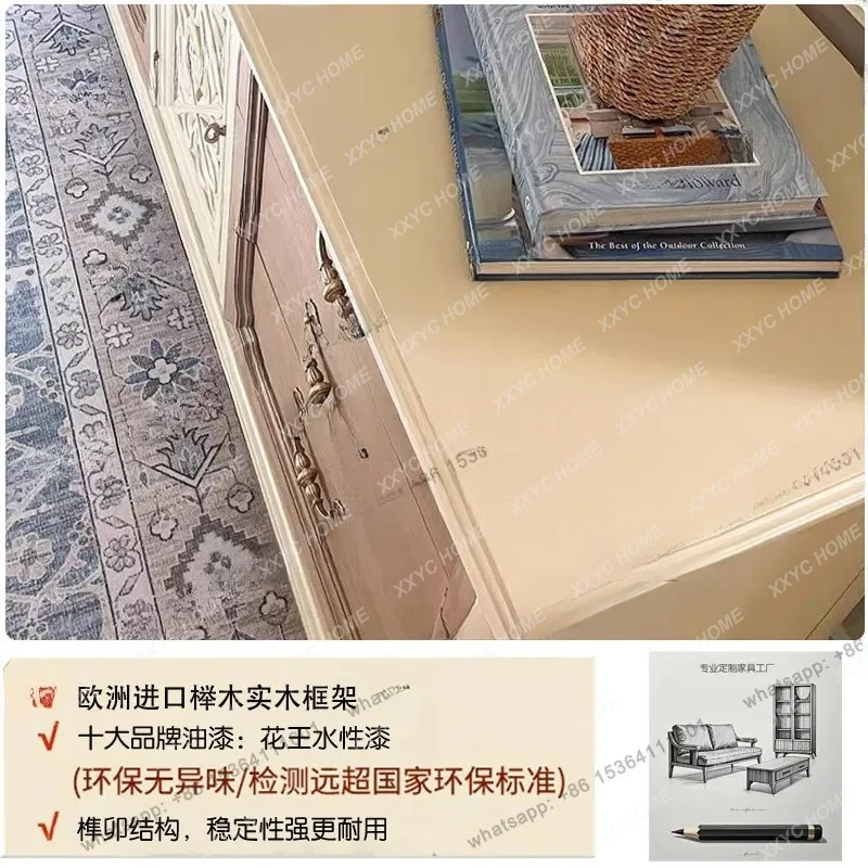XX L retro color matching solid wood porch cabinet small apartment bedroom living room dining side cabinet