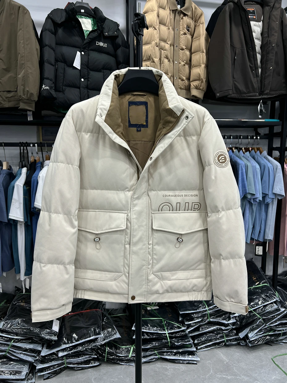 

Теплая пуховая куртка с воротником-стойкой из технологичной ткани для молодежи, осенне-зимнее пуховое пальто