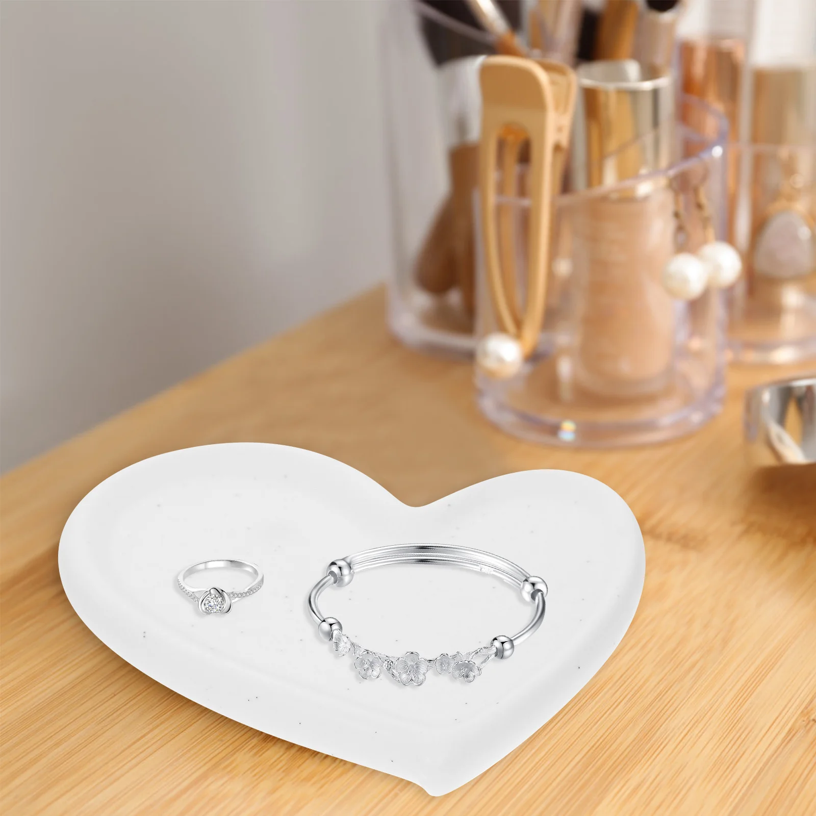 

Plate Home Decor Jewelry Plates Heart Shape Decorative Trinket Dish White Shaped