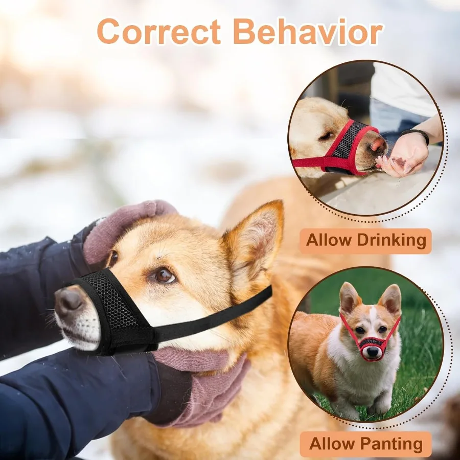 كمامة كلب للكلاب الكبيرة والمتوسطة الحجم، كمامات كلب شبكية ناعمة لمنع العض والنباح، واقي فم قابل للتنفس مع Adju