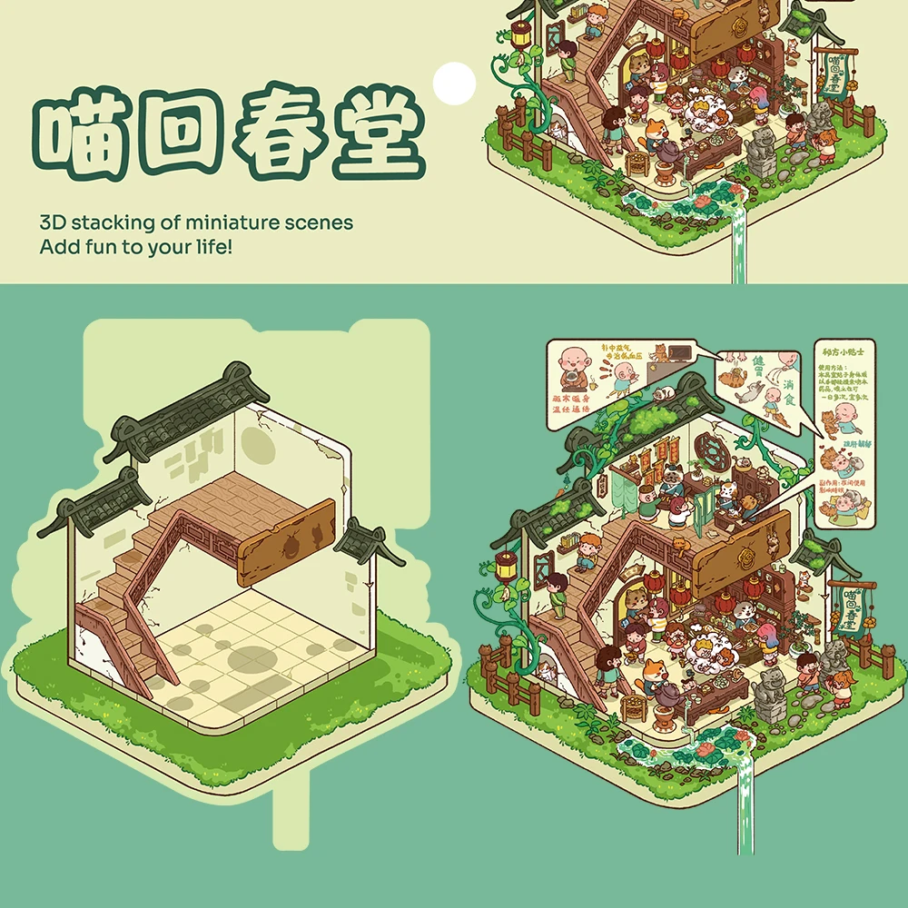 

4PCS Meow Back to Spring Hall Landscaping Stickers Notebook Personalize Motorcycle Art Coffee Phone Retro Modern Dormitory