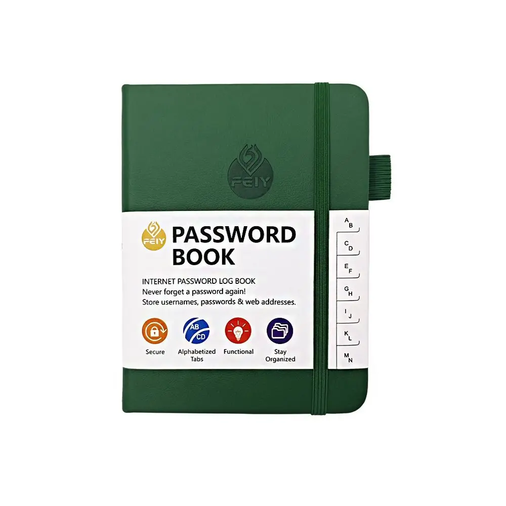 A6 Password Book 68Sheets Alphabetical Tabs Internet Address Organizer Simple PU Leather Cover Password Organizer