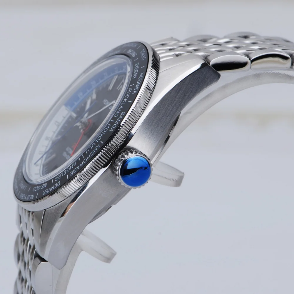 HEIMDALLR Men Automatic Watch GMT Mechanical Wristwatch Diver 10ATM Waterproof BGW-9 Luminous Fixed Multi Time Zone Bezel NH34