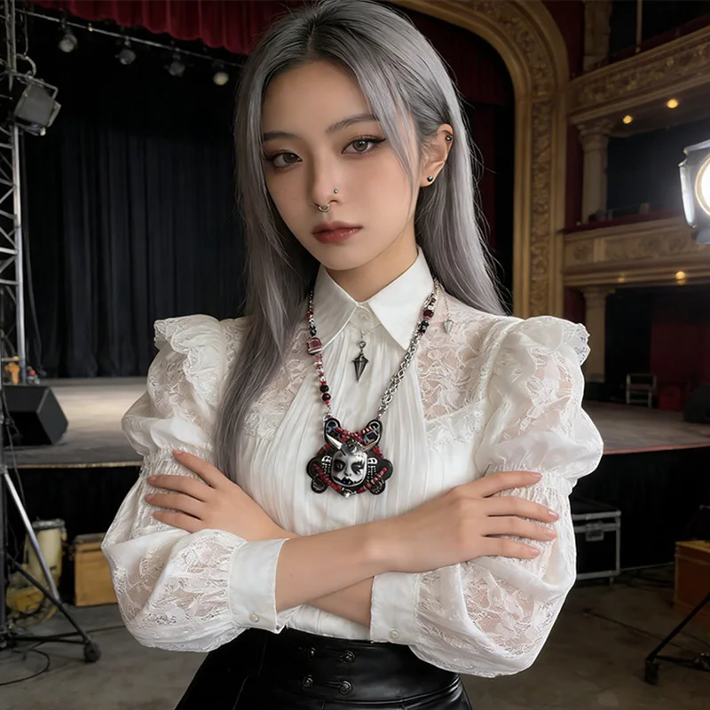 Y2K Creepy Doll Pendant Choker | Oxidized Punk Gothic Collar | Spooky Cute Statement Necklace