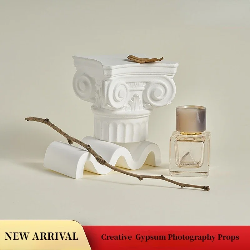 White Gypsum Photography Props Roman Column Wave Geometric Photo Studio Props Jewelry Product Shooting Home Decor