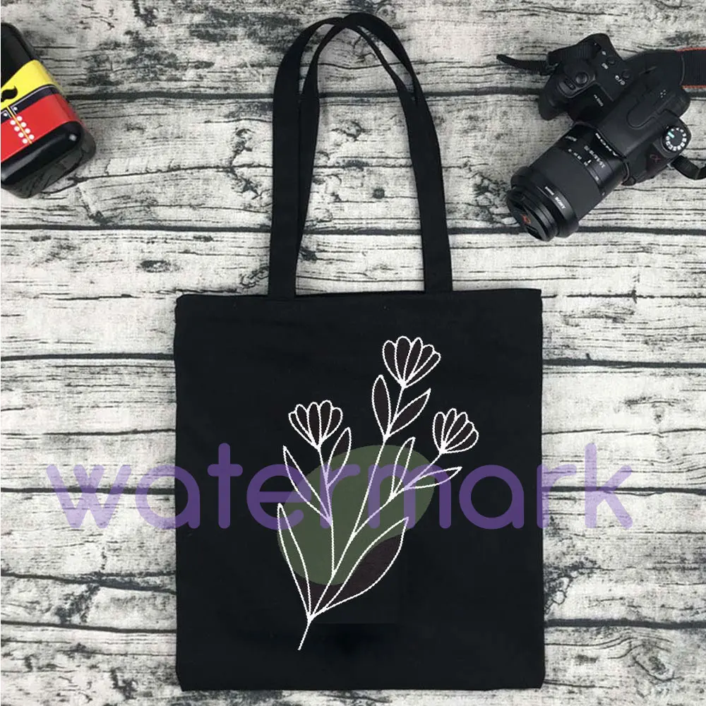 Cute Floral Canvas Tote Wildflowers Beach Bag Shopper Shopping Bag Reusable Dahlia Flower Tote Bag Floral Totes Organic Cotton