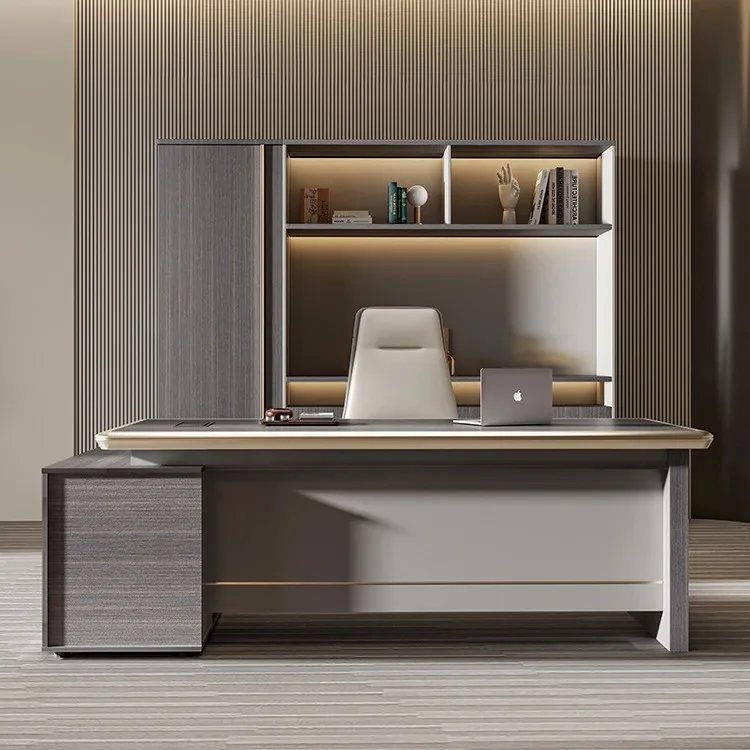 Luxurious boss desk, simple and modern administrative manager office furniture, tables and chairs