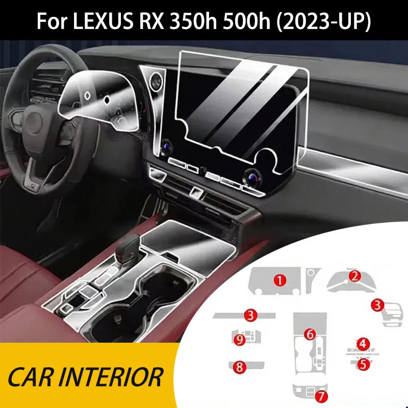 Automotive Interior Stickers for Lexus RX 350h 500h 2023 Car GPS Navigation TPU Screen Protector Anti-Scratch Protective Sticker