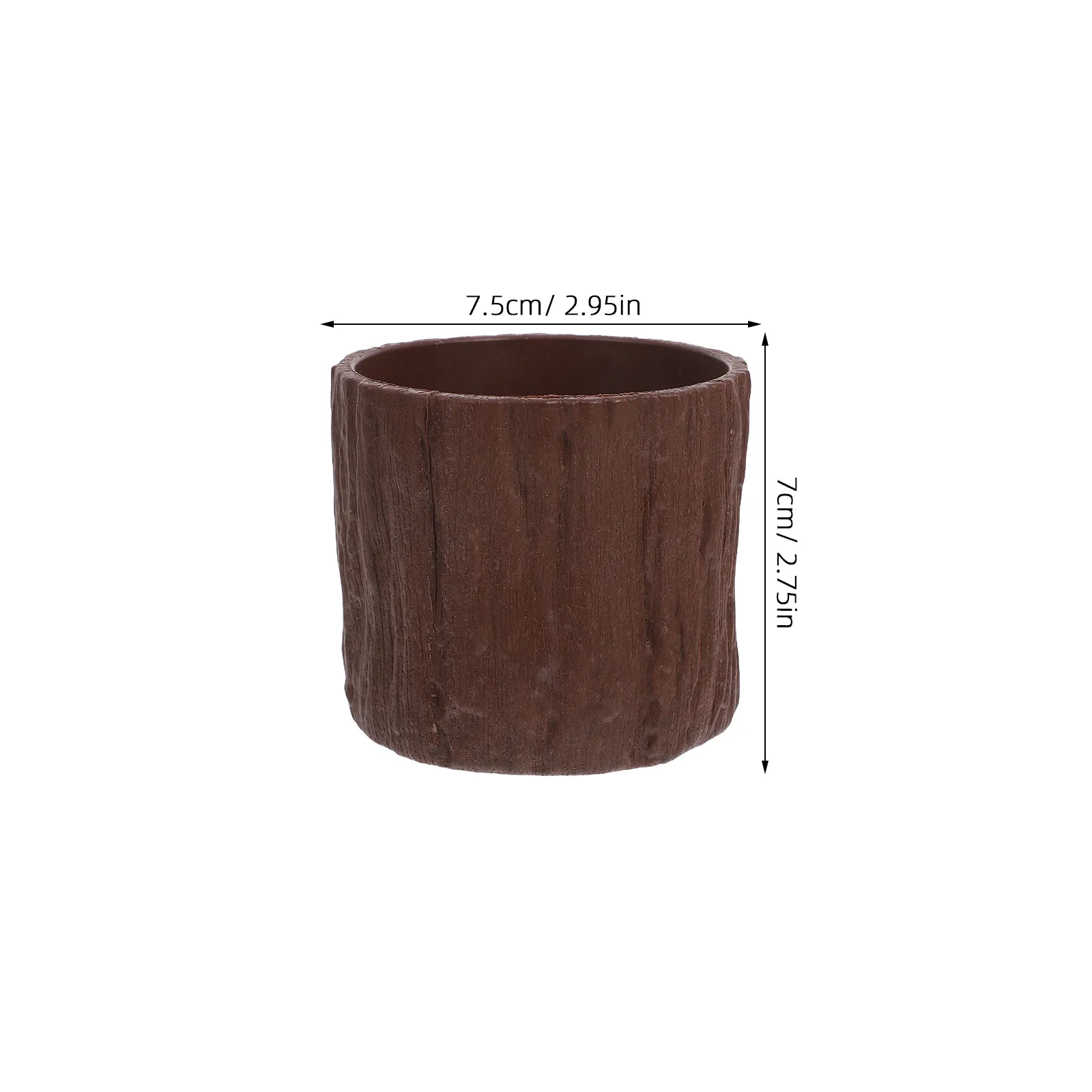 4Pcs Mini Faux Wood Grain Plastic Flower Pots Rustic Bark Planter for Succulents Cacti Indoor Balcony Decor Natural Wood Vase