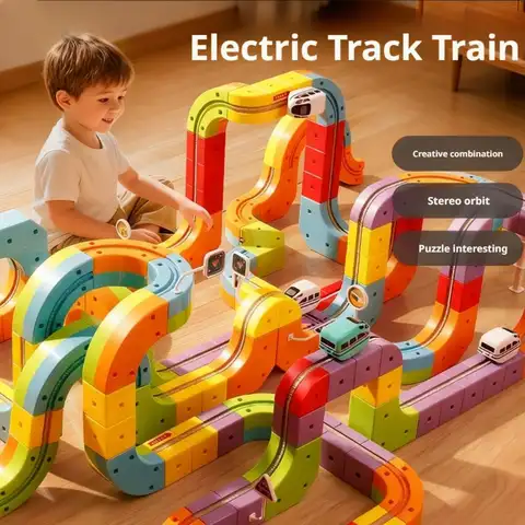 Electric Magnetic Levitation Train Track Cube 3D Children DIY Magnetic Assembly Toys Train Car Gifts Educational Toys