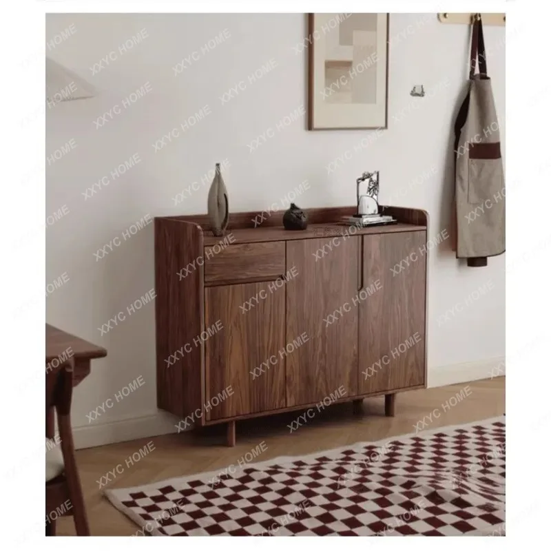 XXAll solid wood black walnut shoe cabinet Middle antique folio Entrance cabinet function