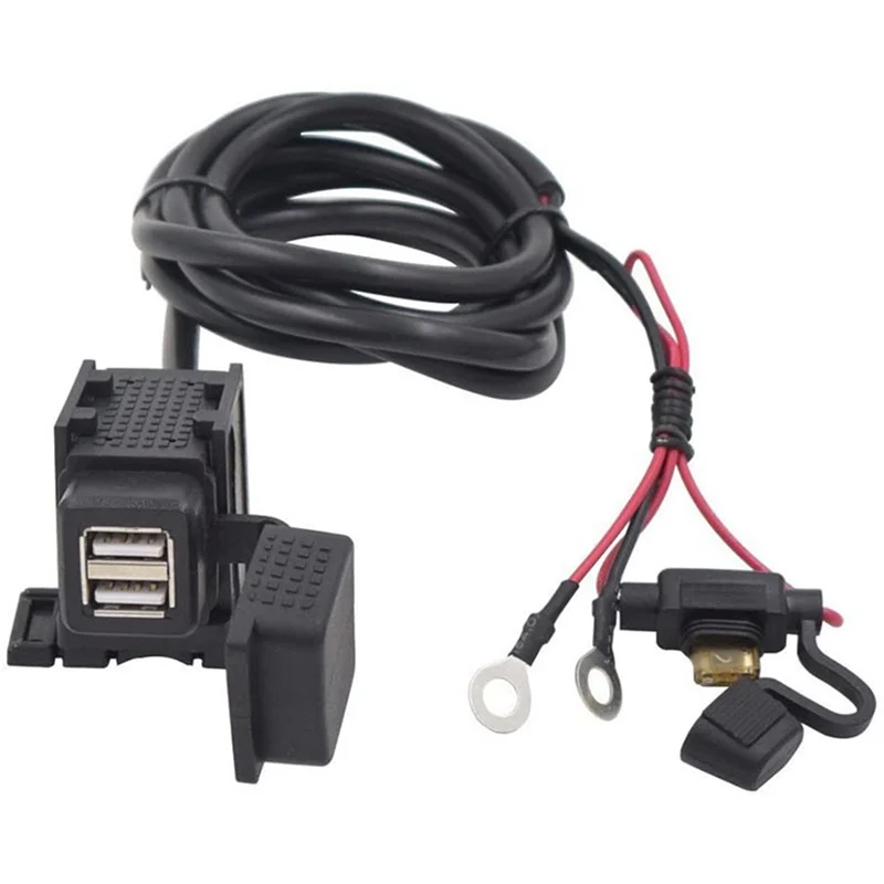 2.1A Motorcycle Handlebar Charger Adapter Power Supply Socket Dual USB Port 12V Waterproof for Phone GPS MP4