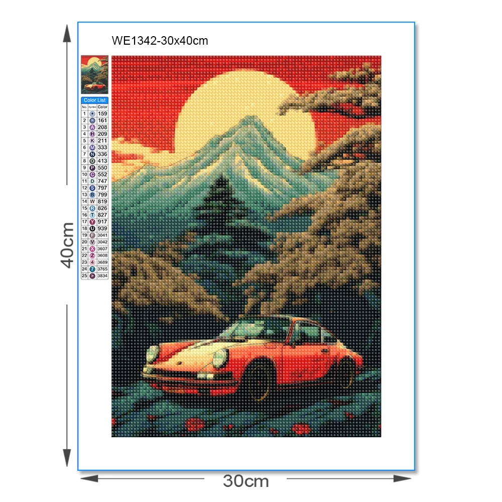 Landscape Diamond Painting Cars Retro Full Diamond Mosaic Embroidery Cross Stitch Japanese Style Kit Home Decor алмазная мозаика