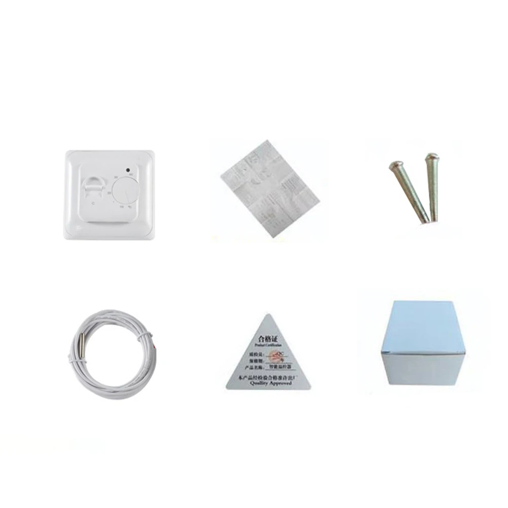 

16A White Electric Floor Heating Thermostat External Ntc Sensor Temperature Controller Room Manual Knob Led Indicator On Off