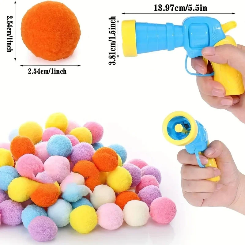 Cat interactive toy set, equipped with a launcher and fluffy plush balls, enhances the connection between you and your cat