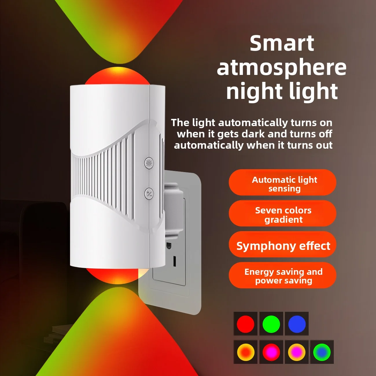 

Smart LED Night Light with EU/US Plug, Eye Care, Dimmable Bedside Lamp for Baby Nursery, Kids Room, Bedroom, Hallway