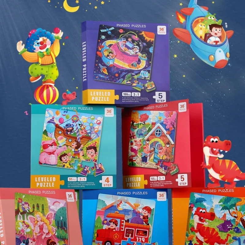 

Children Portable Magnetic Wooden Puzzle Cartoon Pattern Busy Quiet Book Jigsaw Puzzles Game Kids Montessori Educational Toys