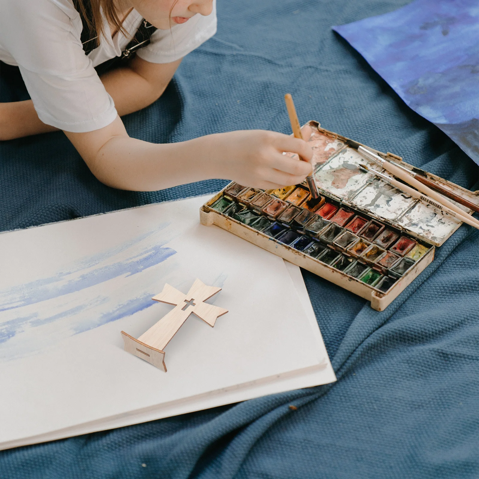 

30Pcs Unfinished Wooden Crosses DIY Wood Slices Natural Material for Home Decoration and Children's Painting Cross Wood Chips