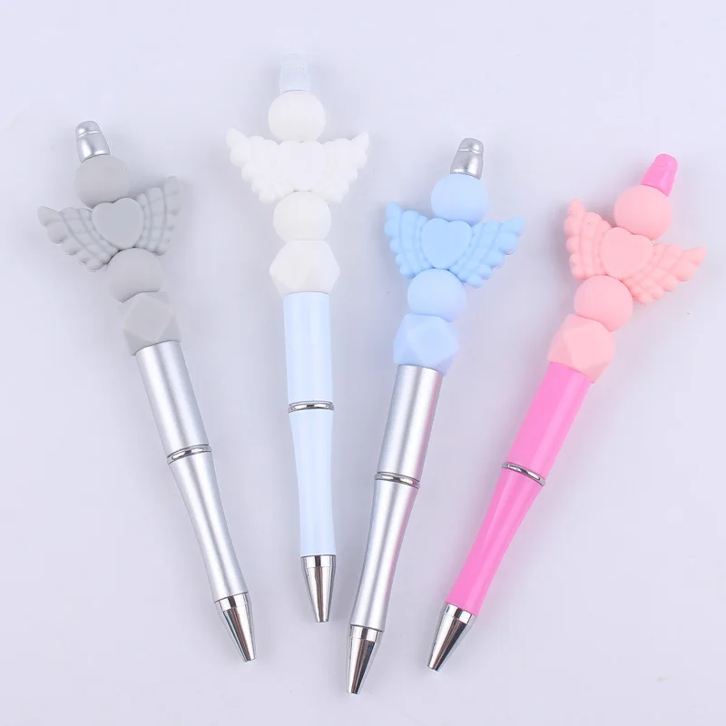 

100Pcs Bead Pen DIY Creative Love Angel Silicone Bead Bead Pen Color Plastic Multi-function Pen Ballpoint Pen