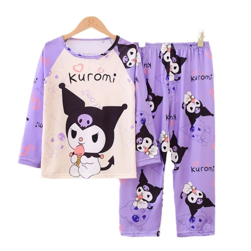 Sanrio cartoon animation Kulomi children's pajamas, autumn new cute princess long-sleeved casual and comfortable loungewear set