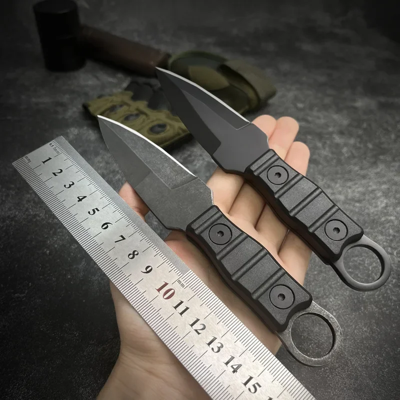 New outdoor small straight knife, high hardness survival knife, camping EDC portable hunting practical knife+K sheath