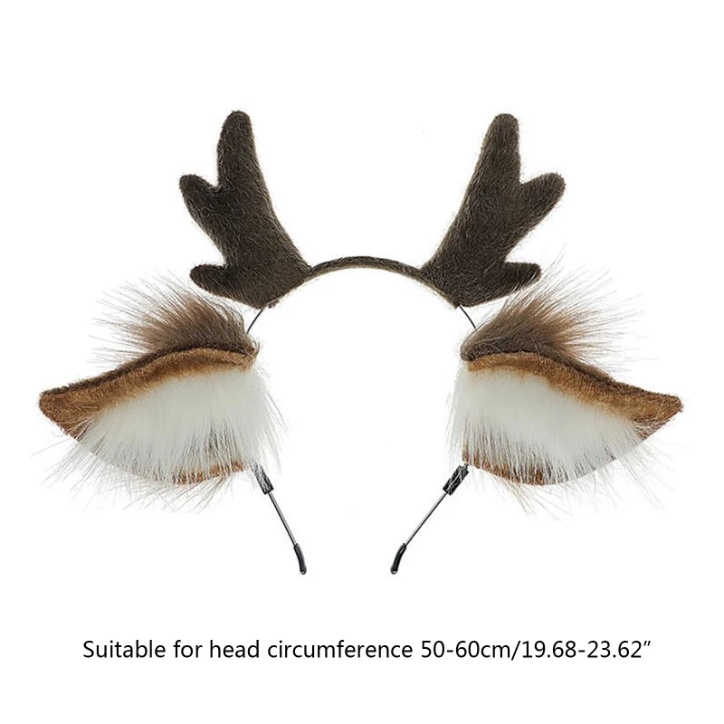 Cosplay Reindeer Antler Headband Hair Hoop Deer Ear Headwear Party Costume Props Festival Party Supplies for Lady Girls