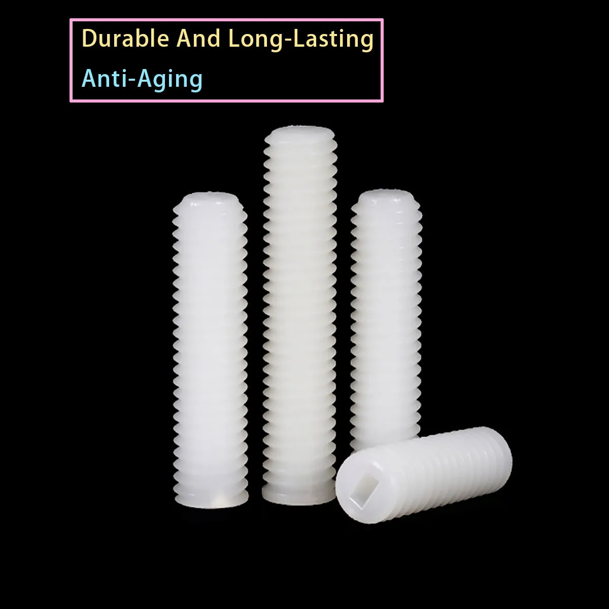 M3 M4 M5 M6 M8 M10 M12 White Nylon Cylindrical Head Bolt Plastic Flat Head Insulation Slotted Headless Fixing Screw
