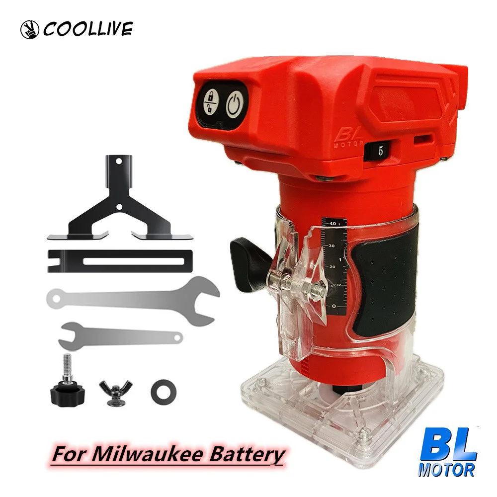 

For Milwaukee 18V Battery Woodworking Electric Trimmer Brushless Trimming Machine Wood Router Milling Engraving Slotting Machine