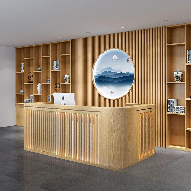 New Chinese-style Reception Desks corner hotel ear-picking Hair salon Reception Desks Health Office Furniture receptie ZY40JDT