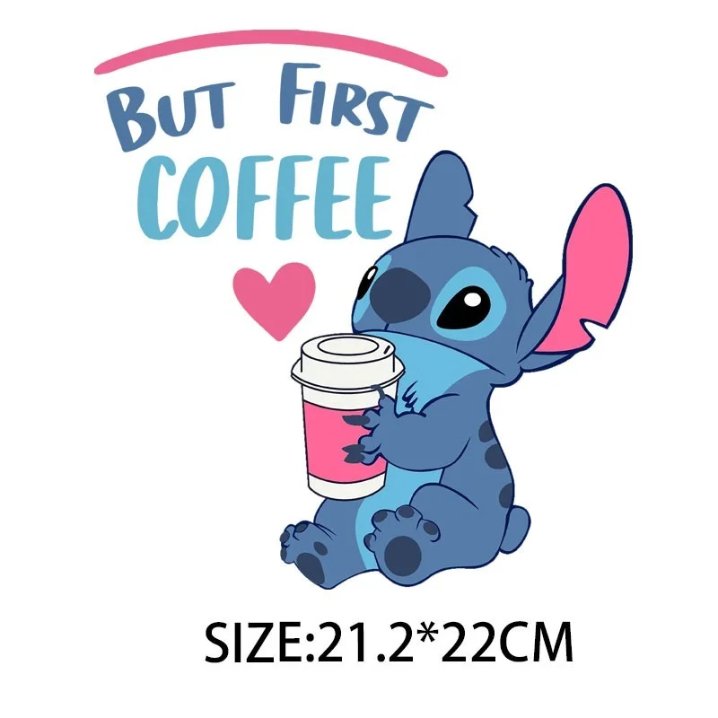 Lilo & Stitch Cartoon Disney Stickers Iron-on Transfers for Clothing DIY Accessory Heat Transfer Thermal  Printing on Jackets