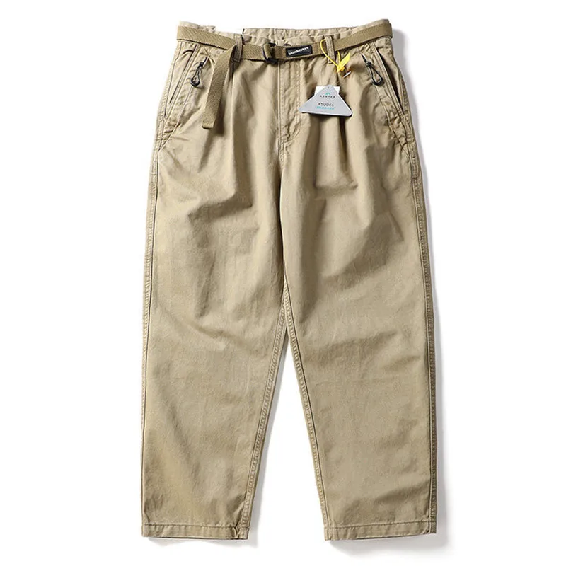 Herren-Schwerlasthose aus Baumwolle mit konischem Schnitt, geradem Bein, für Freizeit, Herbst, Outdoor, Wandern, Camping, dicke, lockere, lange Arbeitshose – Detail 7