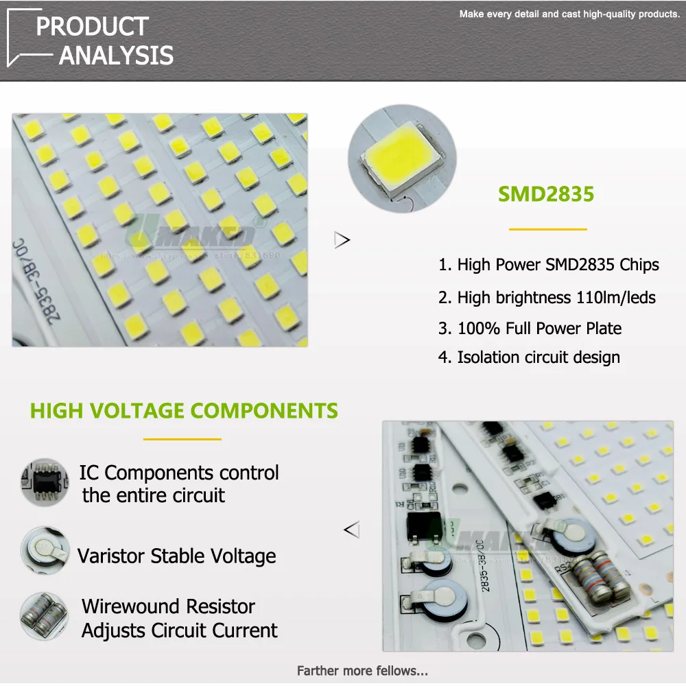 Floodlight Repair LED PCB Plate 30W 50W 100W 150W 200W 300W AC220V SMD2835 Light Source Panel For Outdoor Lamp Replace DIY Kits