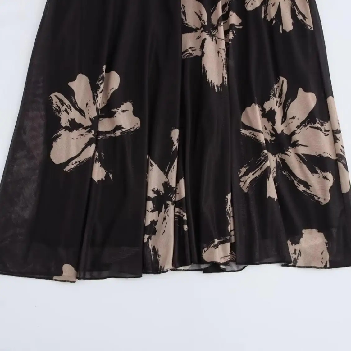 ZAB Autunno Nuove donne Faion Design Slim Fit Bell Sve Stampa Lungo Dr Versatile Sli Europeo Sle Fibra di poliestere