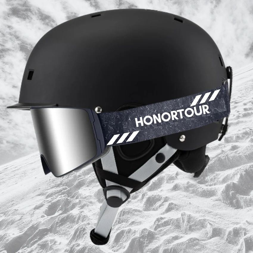 Opgewaardeerd randontwerp Nieuw ventilatatiesysteem Skihelmvizier voor volwassenen OEM-logo Skihelm met vizier Snowboardhelm