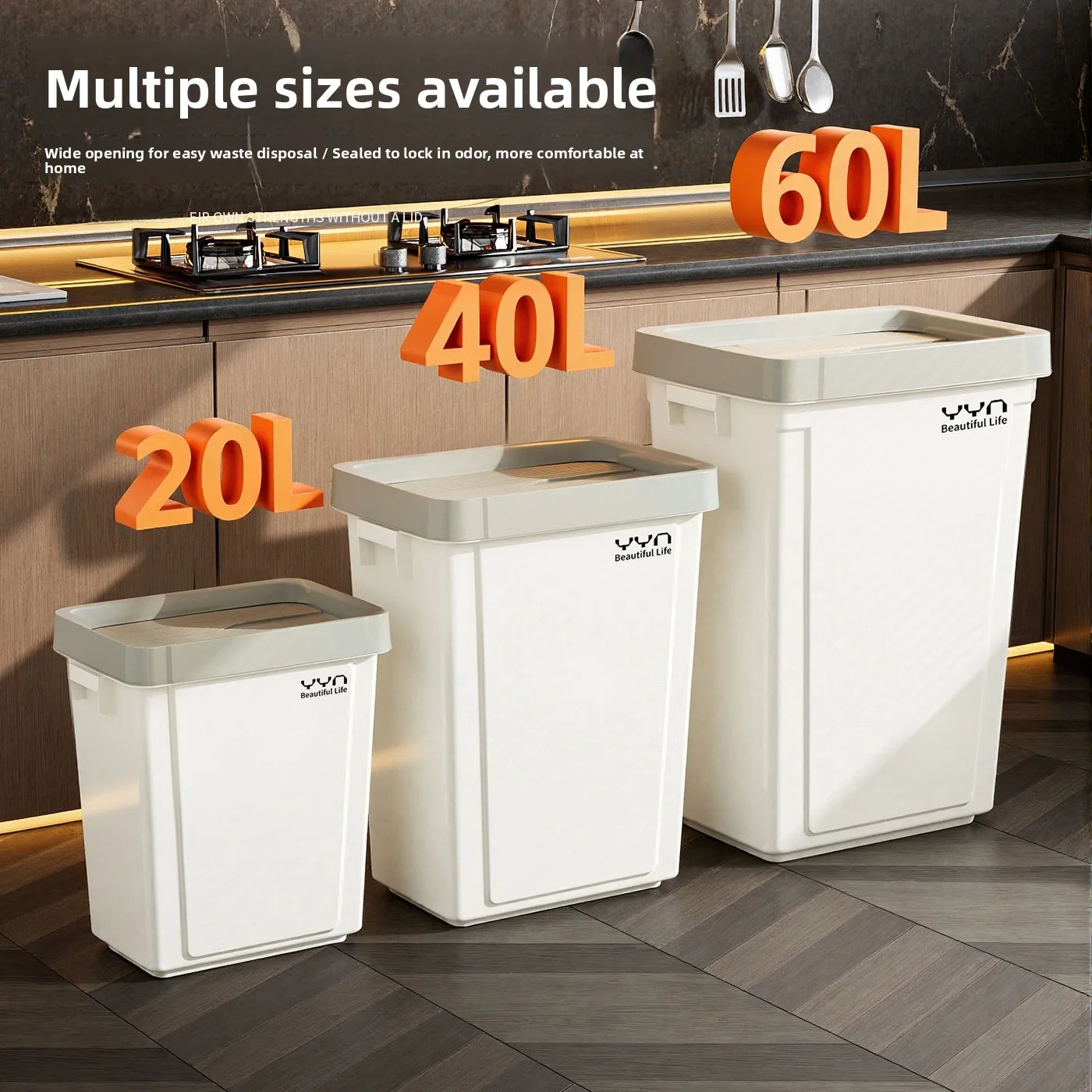 

Large Capaci Square Home Office Kitchen Tra Can with Lid High Aesthetic Value Commercial Use Dusin Fly Cleaning Tool