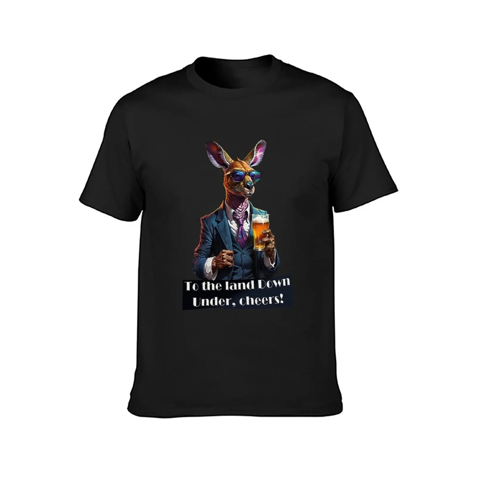 Kangaroo with a glass of beer T-Shirt customizeds anime tees vintage clothes mens tall t shirts