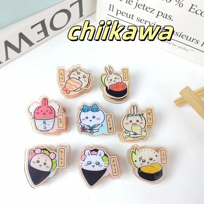 Cartoon Anime Chiikawa Food Series PP Clip Cute Hachiware Sushi Acrylic Transparent Snack Clip Student Study Stationery Supplies