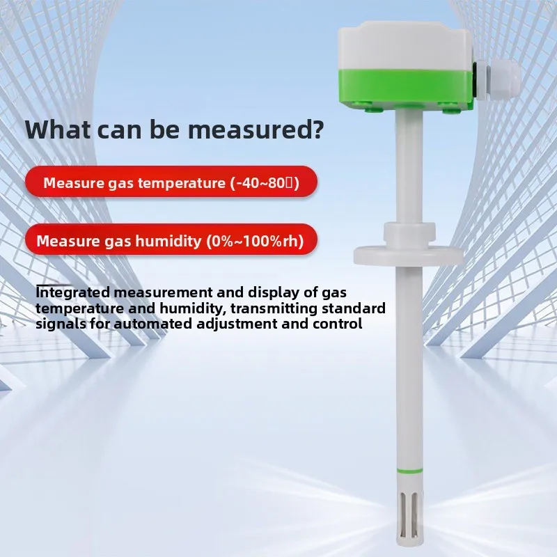 Duct Mount Temperature Humidity Transmitter, Industrial Grade High Precision RS485 Air Sensor with LCD Display