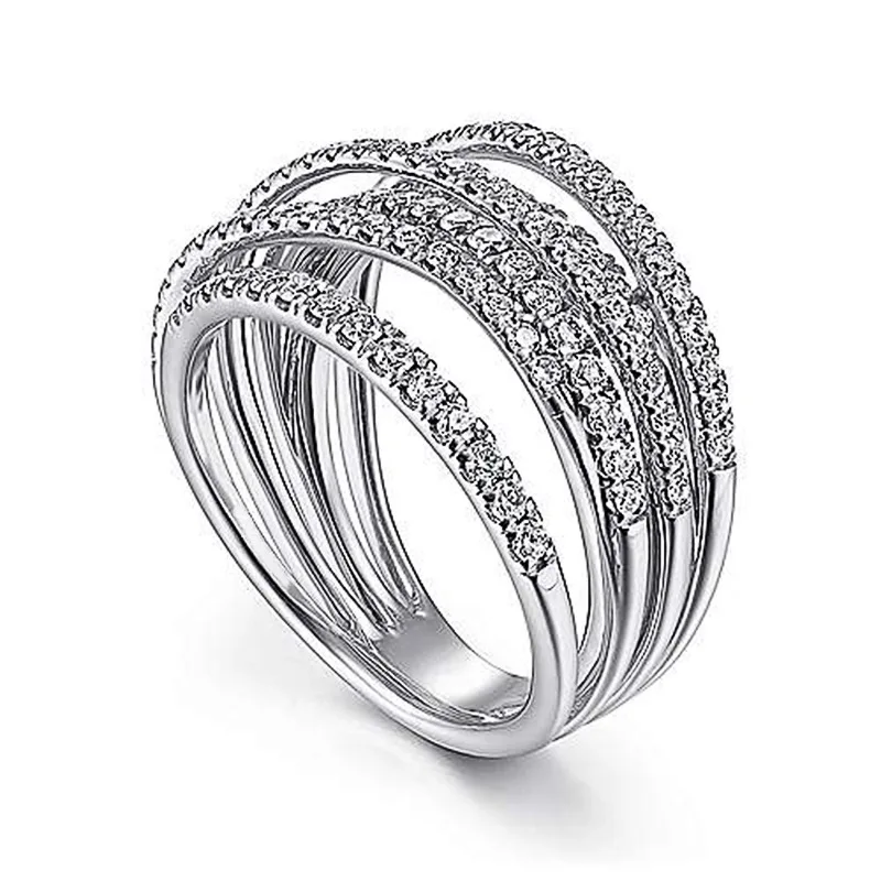 Wide Ring for Women Multilayer Gold Color Luxury Twist Design Band Cocktail Rings Fashion Female Accessories Party Jewelry