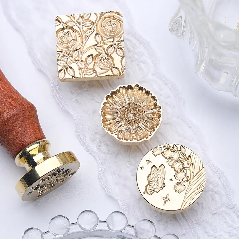 النباتات المنقوشة الزهور ورنيش الأختام والأختام مخصصة لدعوات الزفاف وتغليف الهدايا والديكور