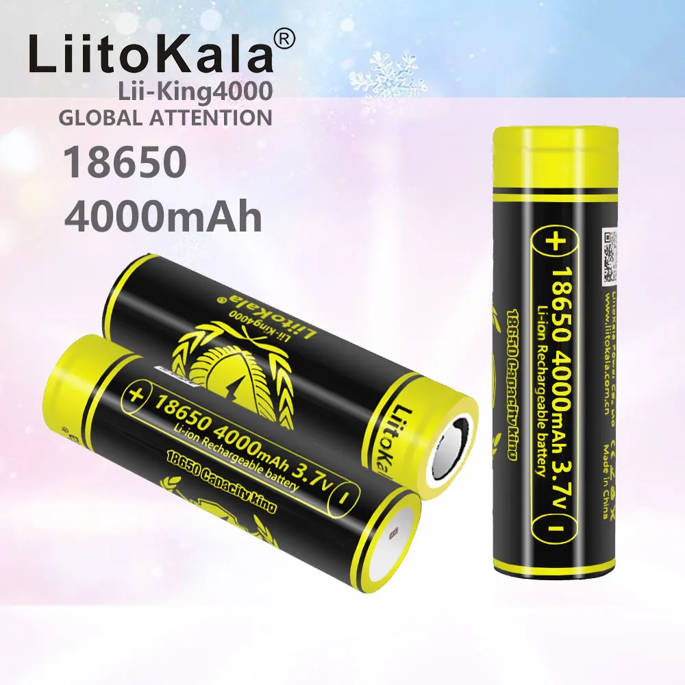 1-20pcs LiitoKala Lii-King4000 Highest Capacity 18650 4000mAh  battery Original 3.6V Reachargeable batteries for flashligh