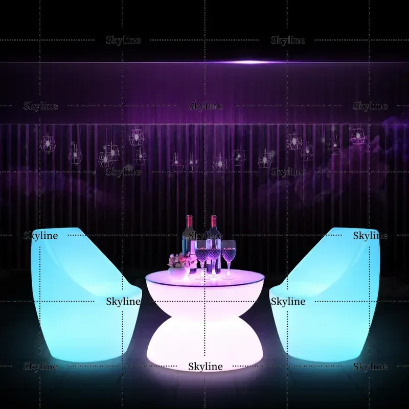for LED Luminous Coffee Table Fashion Living Room Chair Stool European Bar Table and Chairs