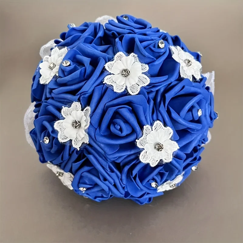 Букет королевского синего цвета - смесь цветов с разбросанными звездами, свадебный букет ручной.