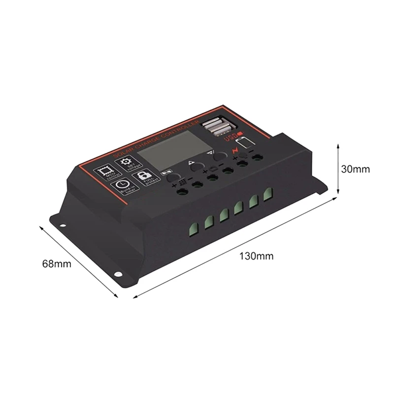 Controlador De Carga Do Painel Solar, Display LCD, Regulador De Bateria com Porta USB, 100A, 12V, 24V